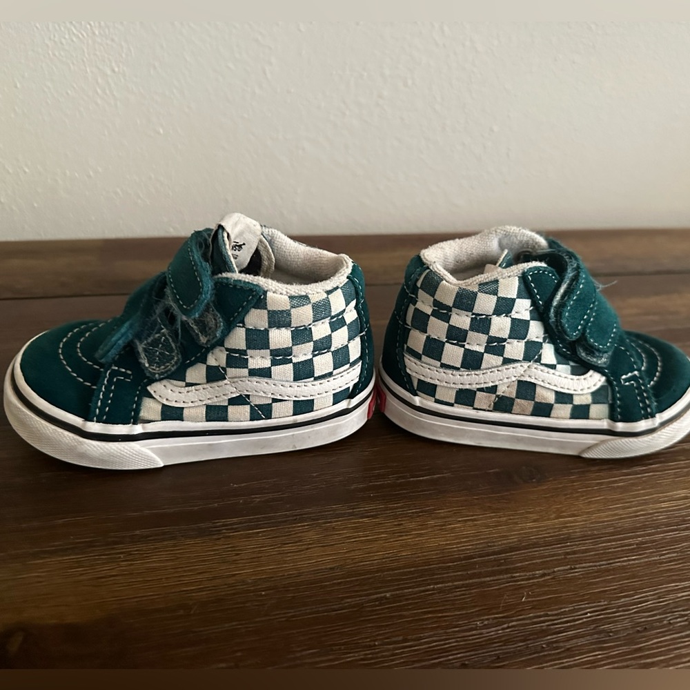 Green check high top vans